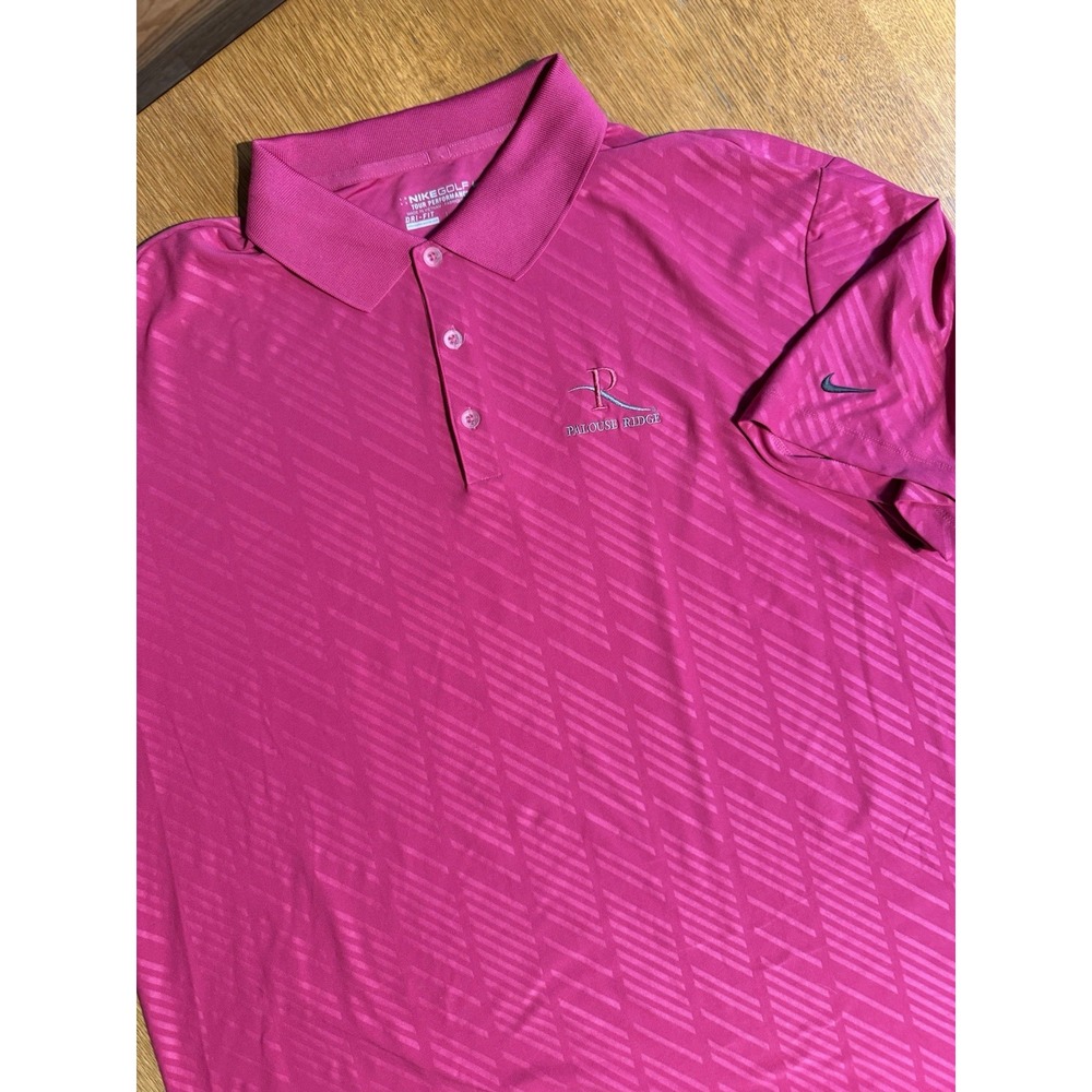 Nike Golf Tour Performance Palouse Ridge Polo Men XXL Pink Dri-FIT Patterned WSU